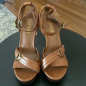 Ralph Lauren tan platform sandals, size 7.5